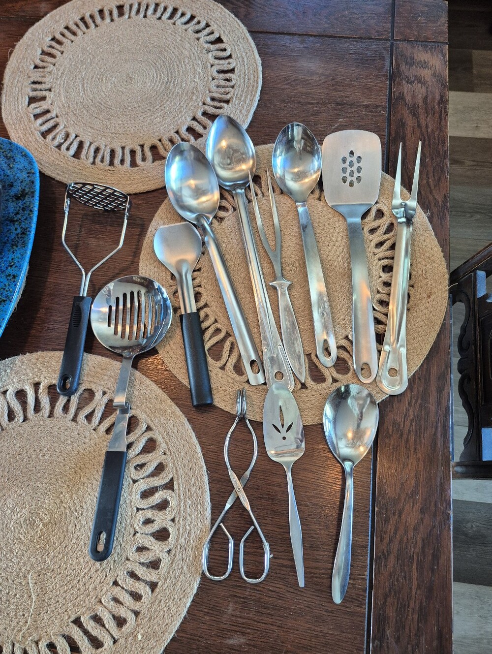 12pc. Stainless Steel Kitchen Tools Long Handled Spoons, Spatula, Forks, Ladle